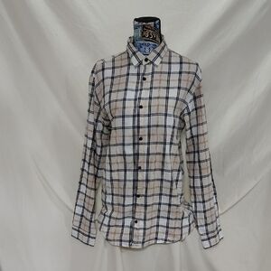 Jack & Jones Cream and Blue Plaid Shirt